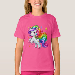 Reizvolles Regenbogen-Einhorn mit Wolke und Regenb T-Shirt