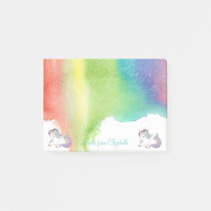 Reizvolles Regenbogen-Einhorn, Wasserfarbspritzer Post-it Klebezettel