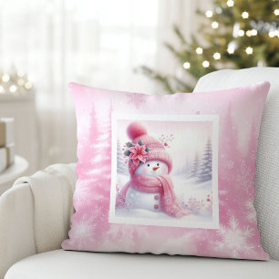Reizvolles rosa Schneemann-Weihnachtskissen Gesche Kissen