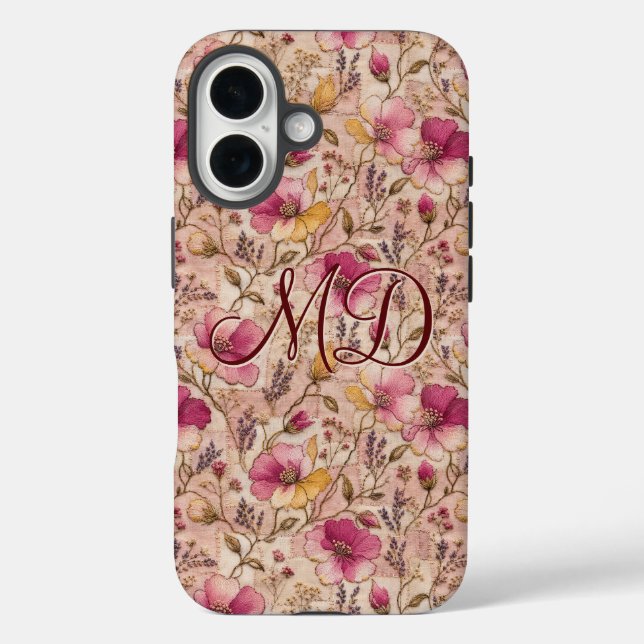 Reizvolles rosa volkstümliches Blumenmuster Case-Mate iPhone Hülle (Rückseite)