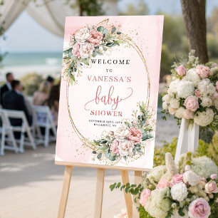 Reizvolles Staubrosa Florales Babyshower-Willkomme Poster