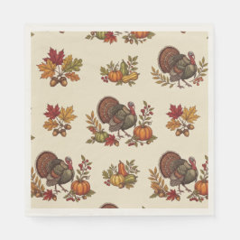 Reizvolles Thanksgiving-Truthahn-Designpapier Serviette