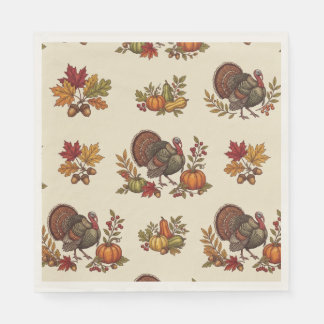 Reizvolles Thanksgiving-Truthahn-Designpapier Serviette