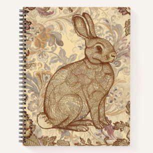 Reizvolles Vintage-Kaninchen, Ein Kaninchen inmitt Notizbuch