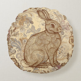 Reizvolles Vintage-Kaninchen, Ein Kaninchen inmitt Rundes Kissen