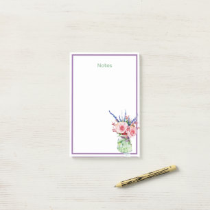 Reizvolles Wasserfarben-Blumen-Glas-Lila-Rand-Noti Post-it Klebezettel