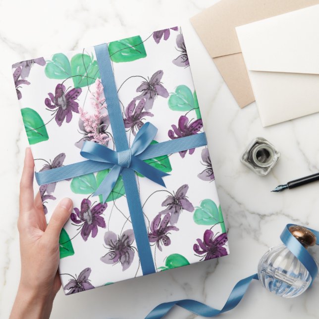 Reizvolles Wildveilchen-Wasserfarbenmuster Geschenkpapier (Schenken)