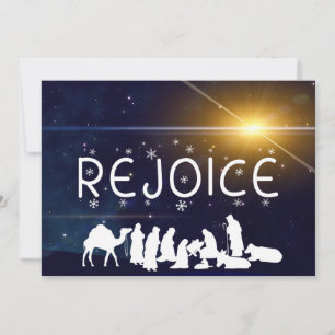 REJOICE Christmas Nativity Flat Feiertagskarte