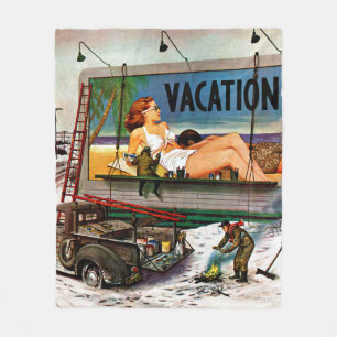 Reklametafeln im Winter von Stevan Dohanos Fleecedecke