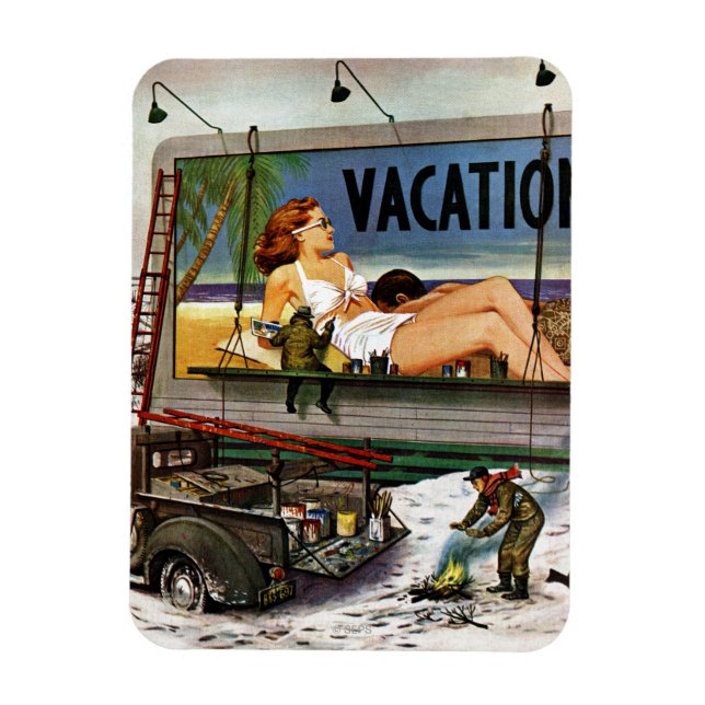 Reklametafeln im Winter von Stevan Dohanos Magnet (Vertikal)