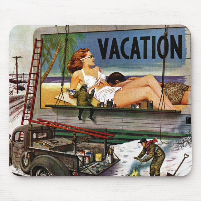 Reklametafeln im Winter von Stevan Dohanos Mousepad (Vorne)