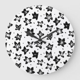 Rekonstruiertes Blumenmuster - Achromatische Goth Große Wanduhr