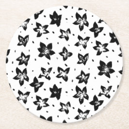 Rekonstruiertes Blumenmuster - Achromatische Goth Runder Pappuntersetzer