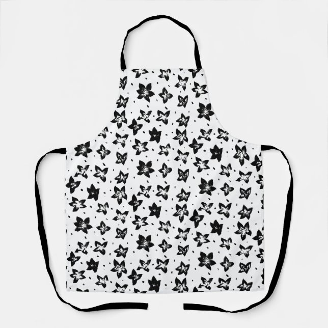 Rekonstruiertes Blumenmuster - Achromatische Goth Schürze (Vorderseite)