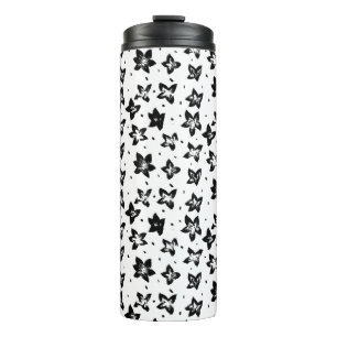 Rekonstruiertes Blumenmuster - Achromatische Goth Thermosbecher