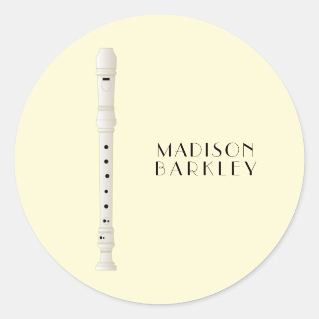 Rekorder Music Teacher Runder Aufkleber (Vorderseite)