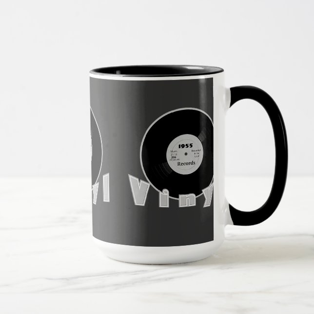 Rekordschwarzes u. Weiß 2 des VINYL1955 Tasse (Rechts)