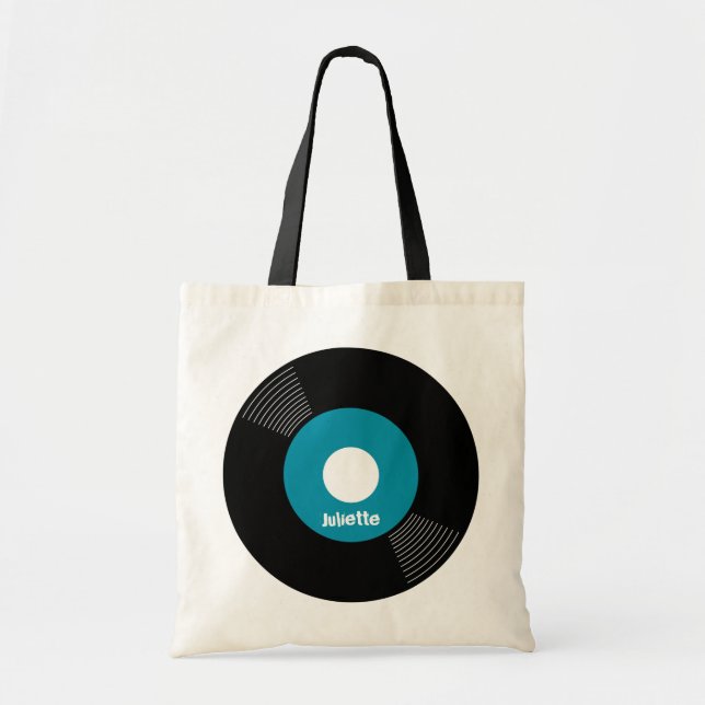 RekordTasche 45s (aquamarin) KUNDENGERECHT Tragetasche (Vorne)
