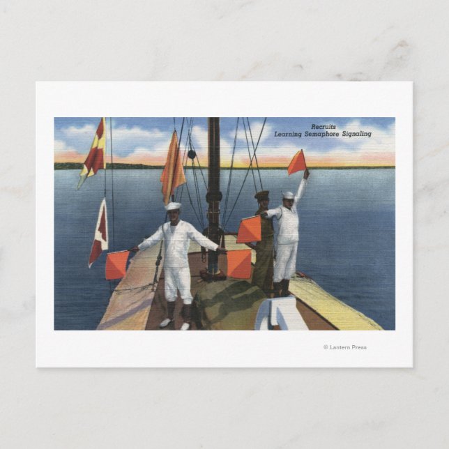 Rekruten lernen Semaphore Signaling - US-Marine Postkarte (Vorderseite)
