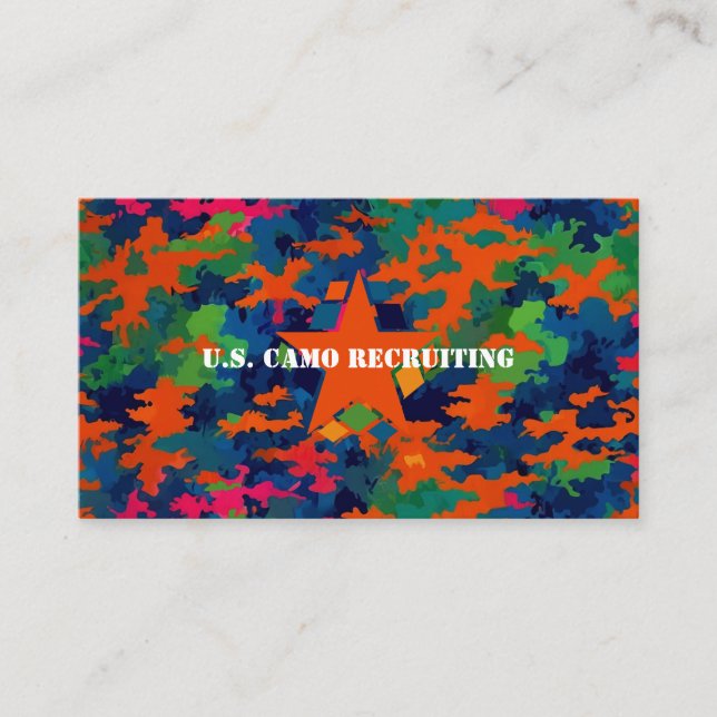 Rekrutierer der Streitkräfte Camouflage Neon Visitenkarte (Vorderseite)