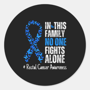 Rektal Cancer Awareness Month Blue Ribbon Butterfl Runder Aufkleber