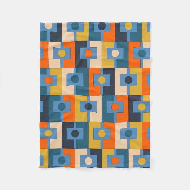 Rektangel Retro Modernes geometrisches Muster Fleecedecke (Vorderseite)