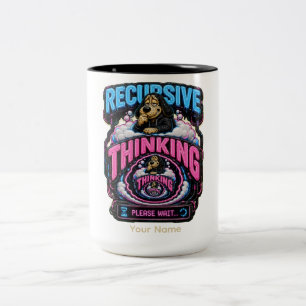 Rekursives Denken Personalisiert Lustig Überdenken Zweifarbige Tasse