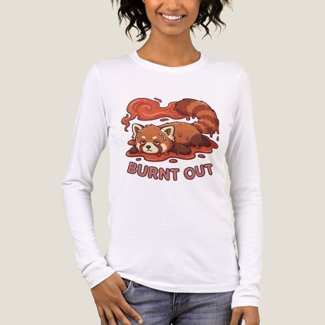 Relatable "Burnt Out" Red Panda – Cute Melted Aest Tri-Blend Shirt (Vorderseite)