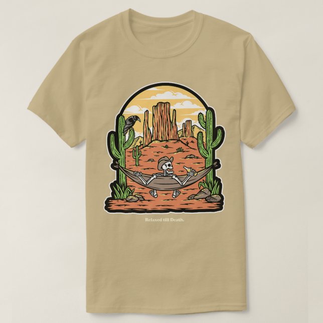 Relaunch bis Death Skelett in einer Hängematte im  T-Shirt (Design vorne)