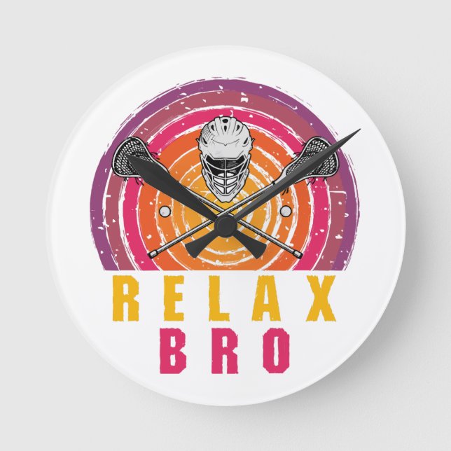 Relax Bro Lacrosse Runde Wanduhr (Vorderseite)