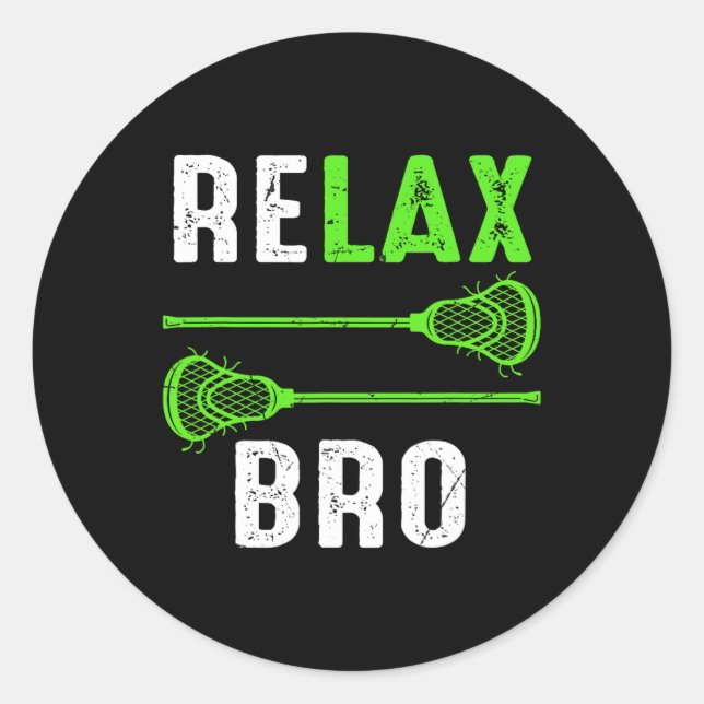 Relax Bro Vintag Lacrosse Runder Aufkleber (Vorderseite)
