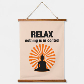 Relax Funny Buddha Zitat Wandteppich Mit Holzrahmen
