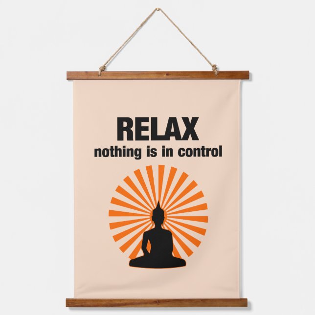 Relax Funny Buddha Zitat Wandteppich Mit Holzrahmen (Vorderseite)
