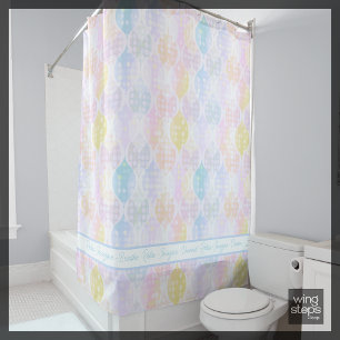 Relax Imagine Dream Polka Dot Ogee Pink Blue Yello Duschvorhang