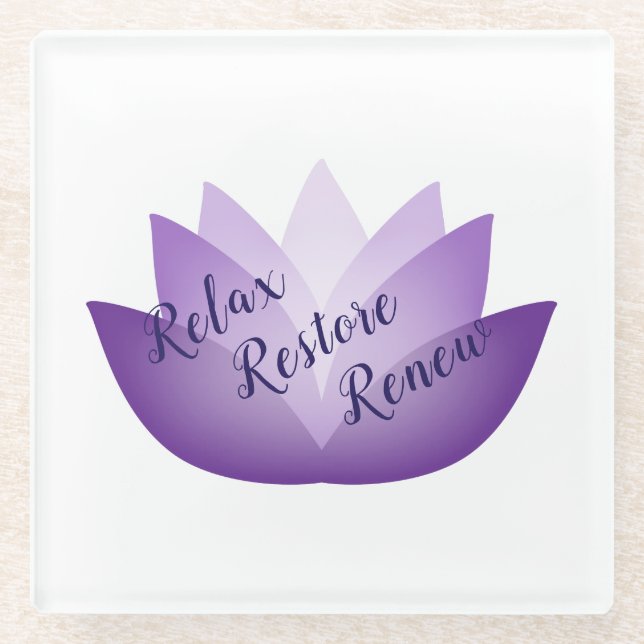 Relax Restore Reneve Lovender Lotus Blume Glasuntersetzer (Vorderseite)