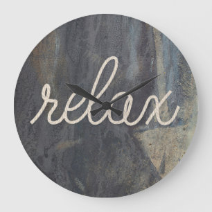 RELAX-Rope-Text auf Stein Große Wanduhr