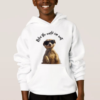 Relax – The World Can Wait | Cool Meerkat with Sun Hoodie