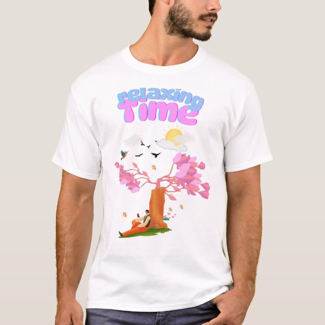 Relax Time Man T - Shirt - Friedliches Gartendesig (Vorderseite)