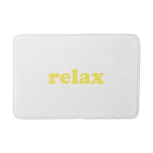 Relax weiß und gelb moderne Typografie lustig Badematte (Vorderseite)
