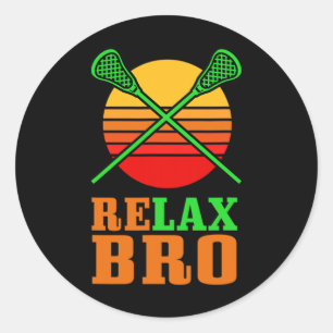 Relaxe Bro Vintag Lacrosse T Shirt Geschenk Amerik Runder Aufkleber