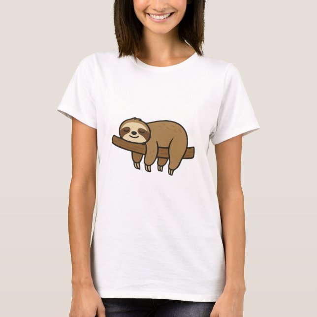 Relaxed Sloth on Branch Retro Logo Classic T-Shirt (Vorderseite)