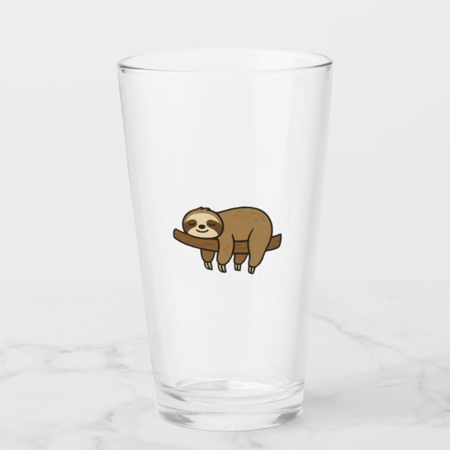 Relaxed Sloth on Branch Retro Logo Classic T-Shirt Glas (Vorderseite)