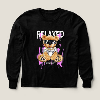 "RELAXED" Streetwear-Bär-Langarm-T-Shirt