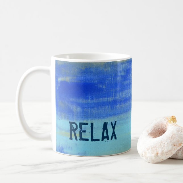 Relaxing Blue Turquiose Nautical Abstract Art Kaffeetasse (Mit Donut)