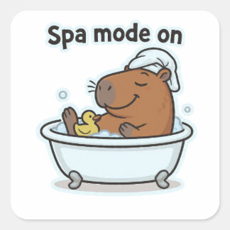 Relaxing Capybara Meme Cartoon  Quadratischer Aufkleber