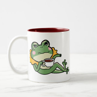 Relaxing Green Frog Tea Lover Shirt - Unique Desig Zweifarbige Tasse
