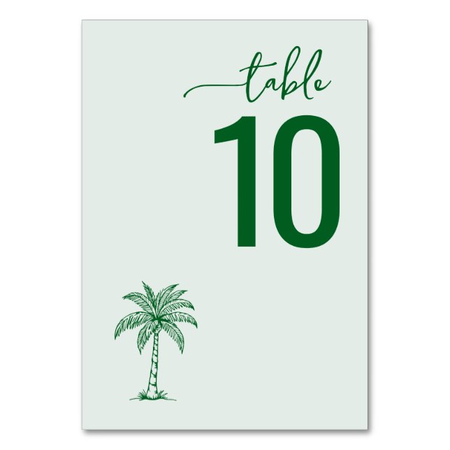 Relaxing Green Minimalist Table Sign Tischnummer (Vorderseite)