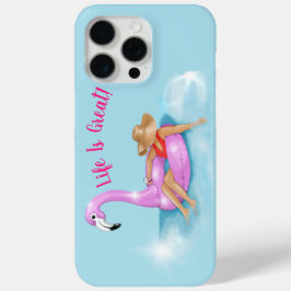 Relaxing in the pool on a hot pink flamingo float Case-Mate iPhone hülle