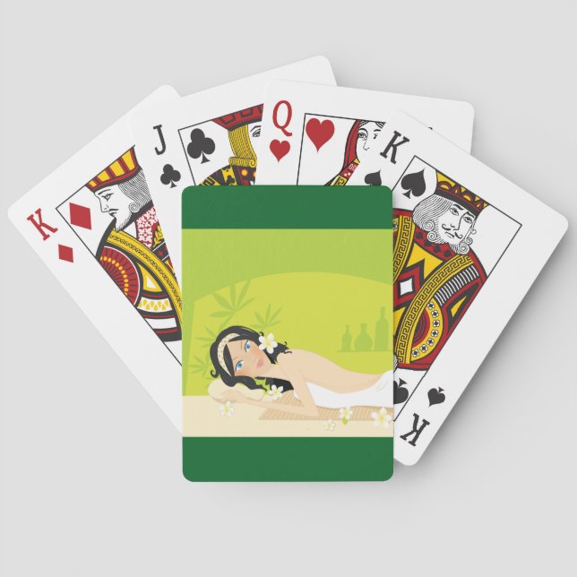Relaxing Zen Spa Woman Tropical Wellness Spielkarten (Rückseite)