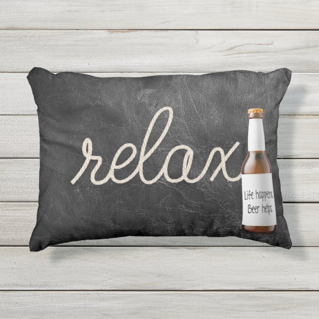 Relaxseil auf Ledertextur mit Bier Kissen Für Draußen (Vorderseite)